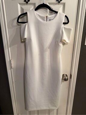Calvin Klein White Cold-Shoulder Midi Dress